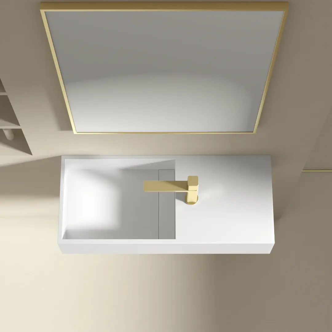 Lavabo suspendu 75X32.5 cm, matière composite minéral