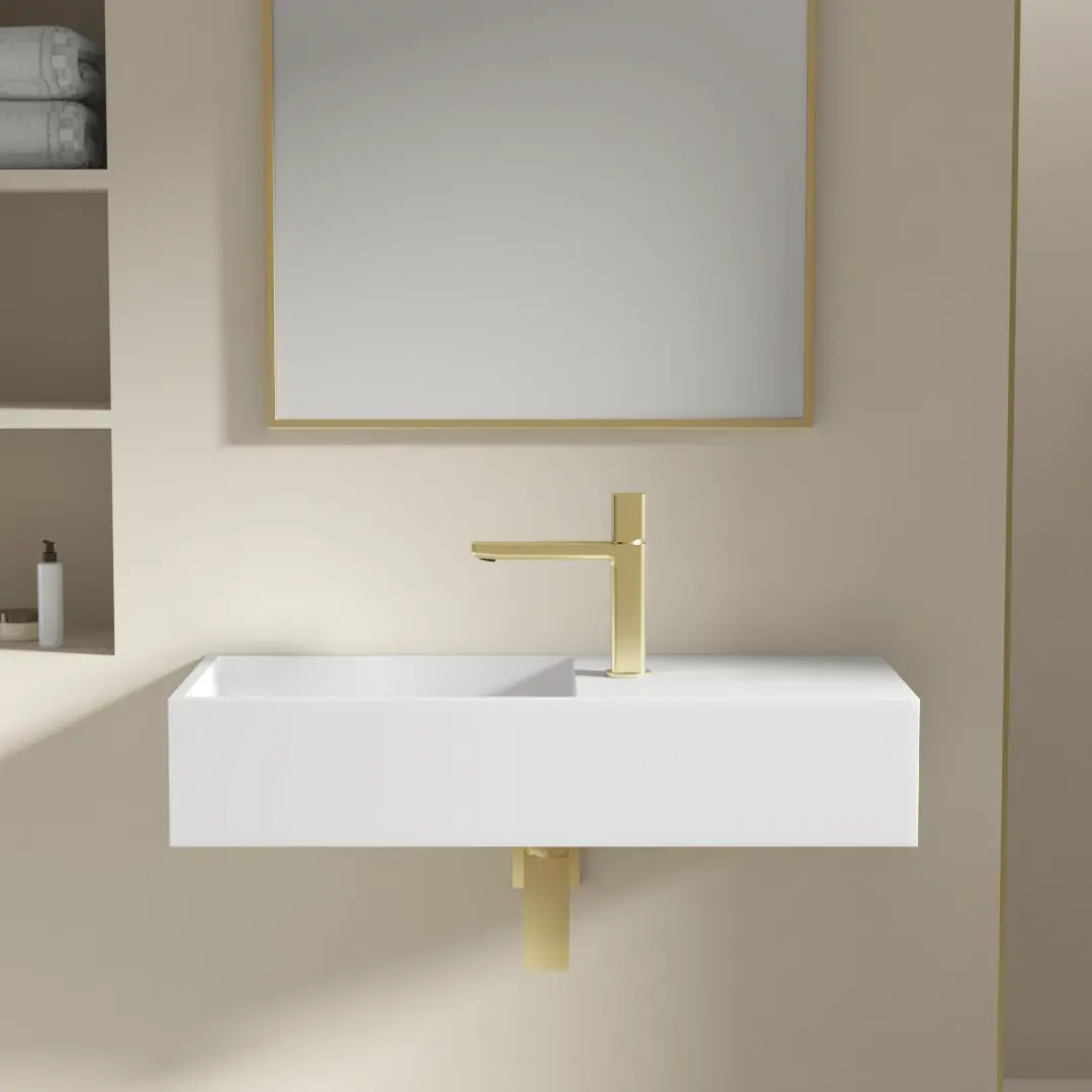 Lavabo suspendu 75X32.5 cm, matière composite minéral