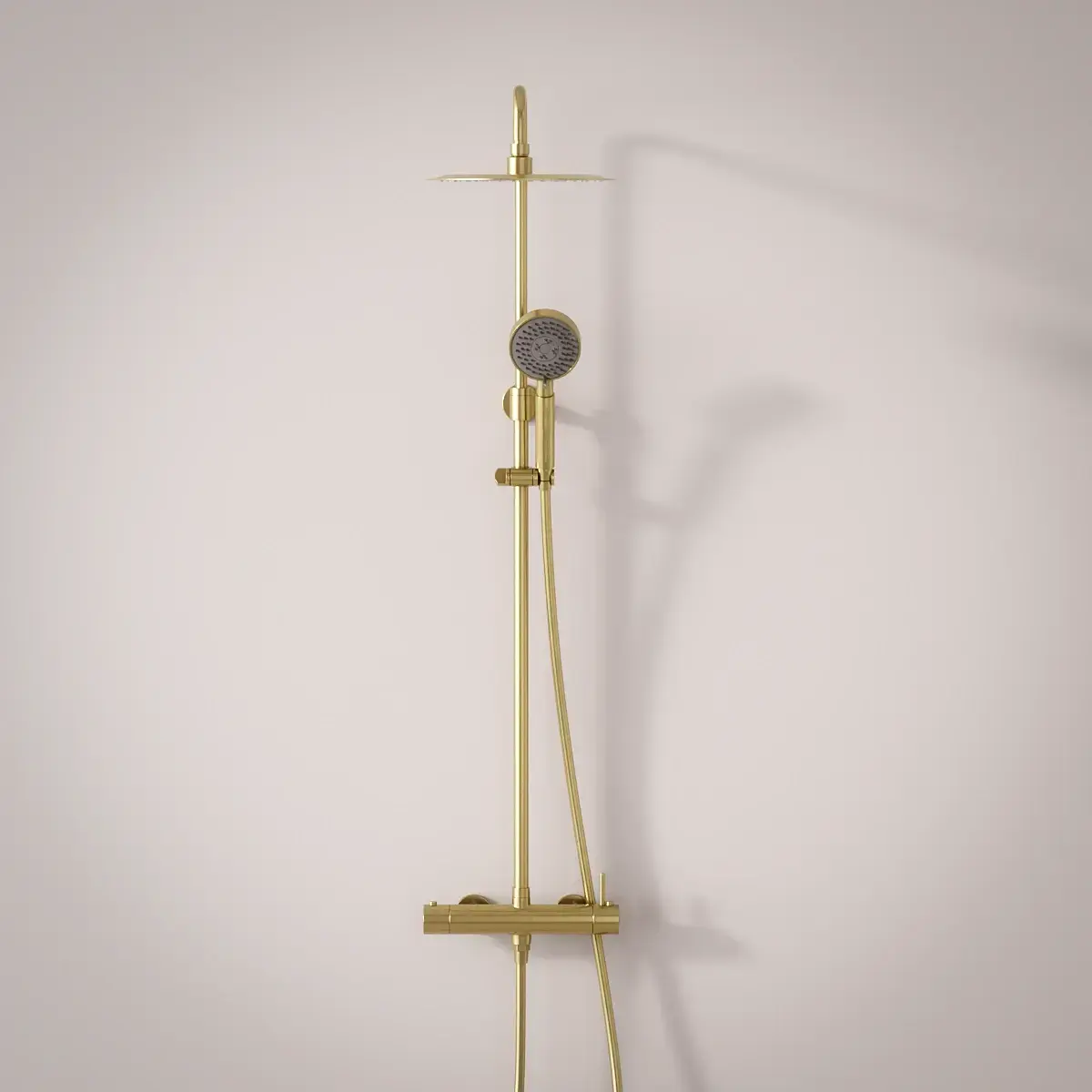 Colonne de douche mitigeur, Ø25cm, douchette ronde 3 voies, inox doré brossé, Châtelet III