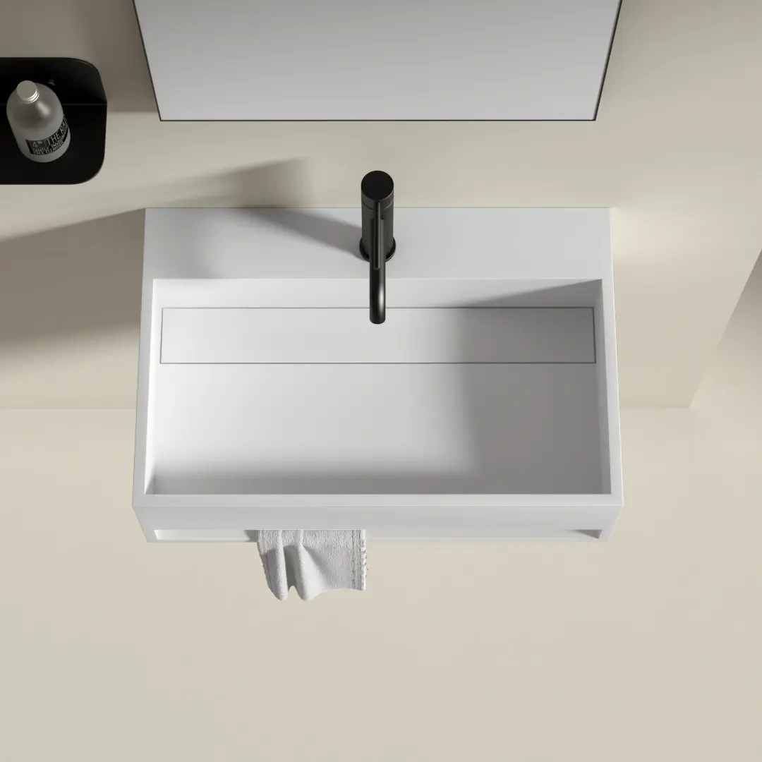 Lavabo suspendu 60 x 40 cm, matière composite, Mineral