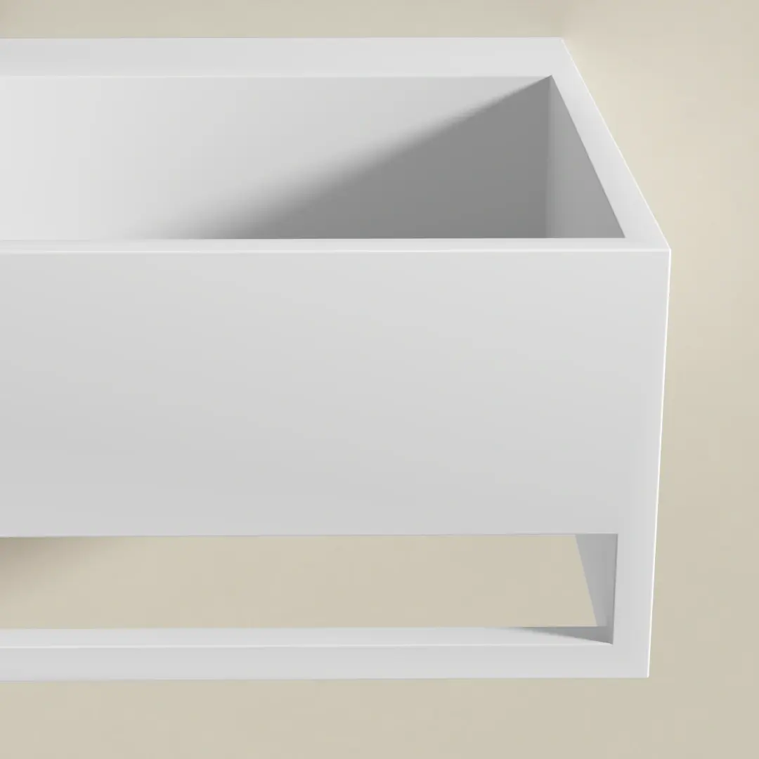 Lavabo suspendu 60 x 40 cm, matière composite, Mineral