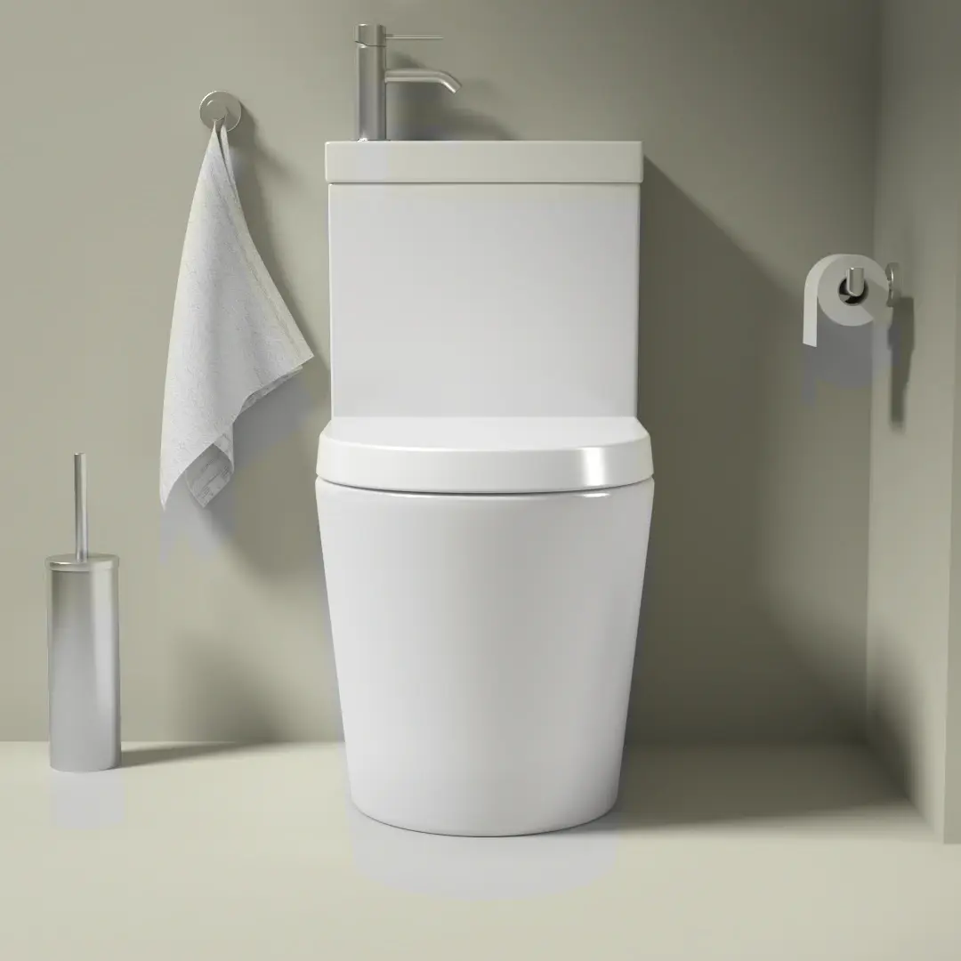 WC à poser avec lave-mains intégré avec robinet mitigeur inclus inox brossé, Integral 2