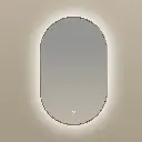 Miroir 50x80 avec éclairage led, anti-buée, bord fin or rose mat, Oblong   .webp
