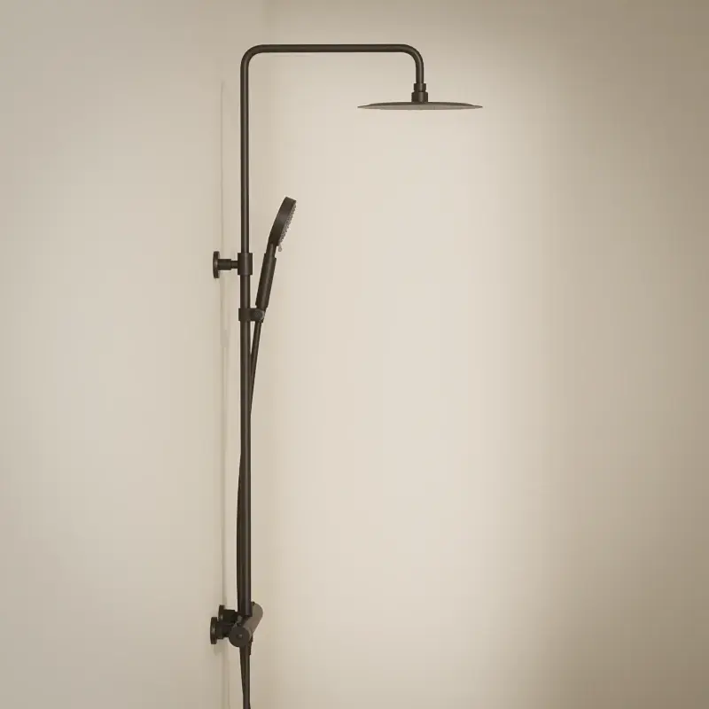 Colonne de douche thermostatique, douchette multi-jets, noir brossé PVD, Châtelet