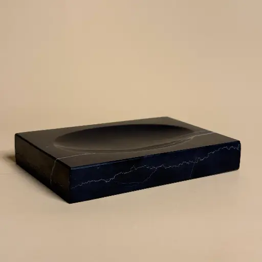 Porte-savon rectangulaire en marbre noir Nero Marquina.webp