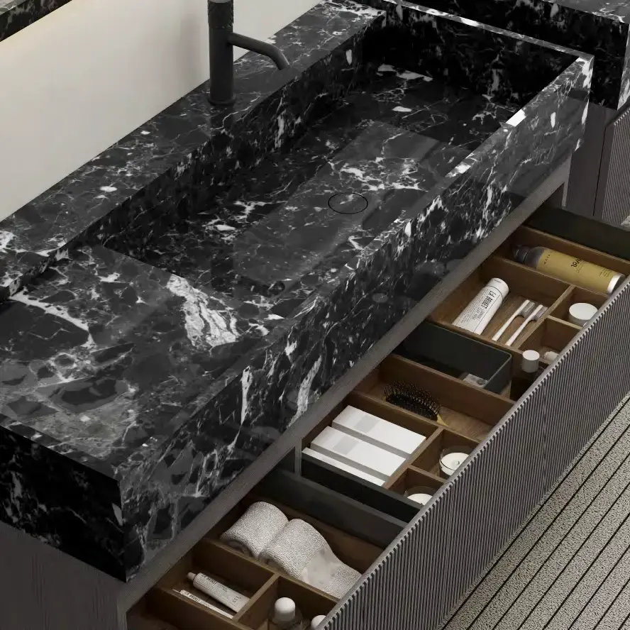 Ensemble Dimassa – Meuble de salle de bain sur mesure avec plan en marbre