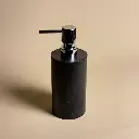 Distributeur de savon rond en marbre noir Nero Marquina.webp