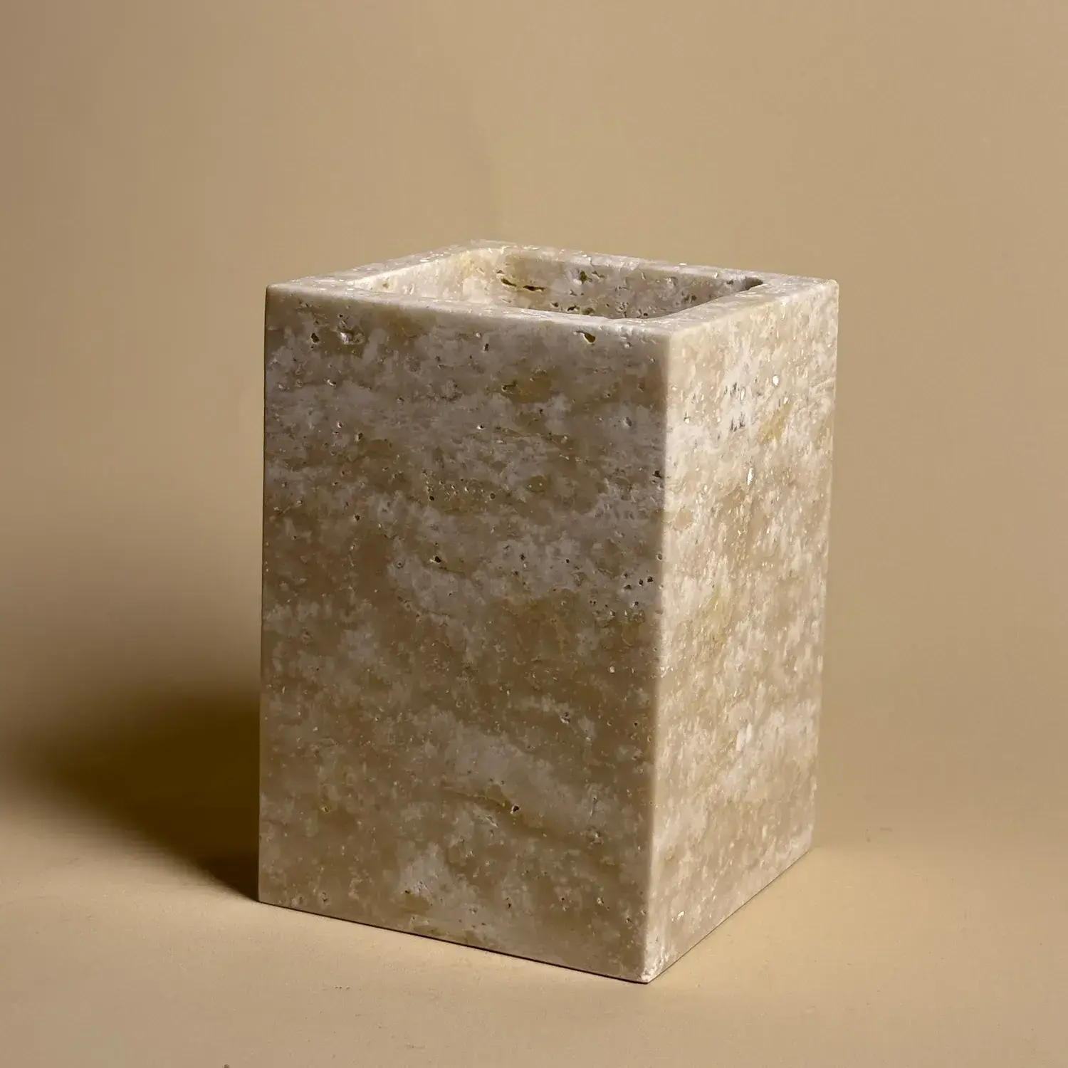 Ensemble Accessoires Salle de Bain Carré, Petra , Travertin Beige, Pompe Chromée 