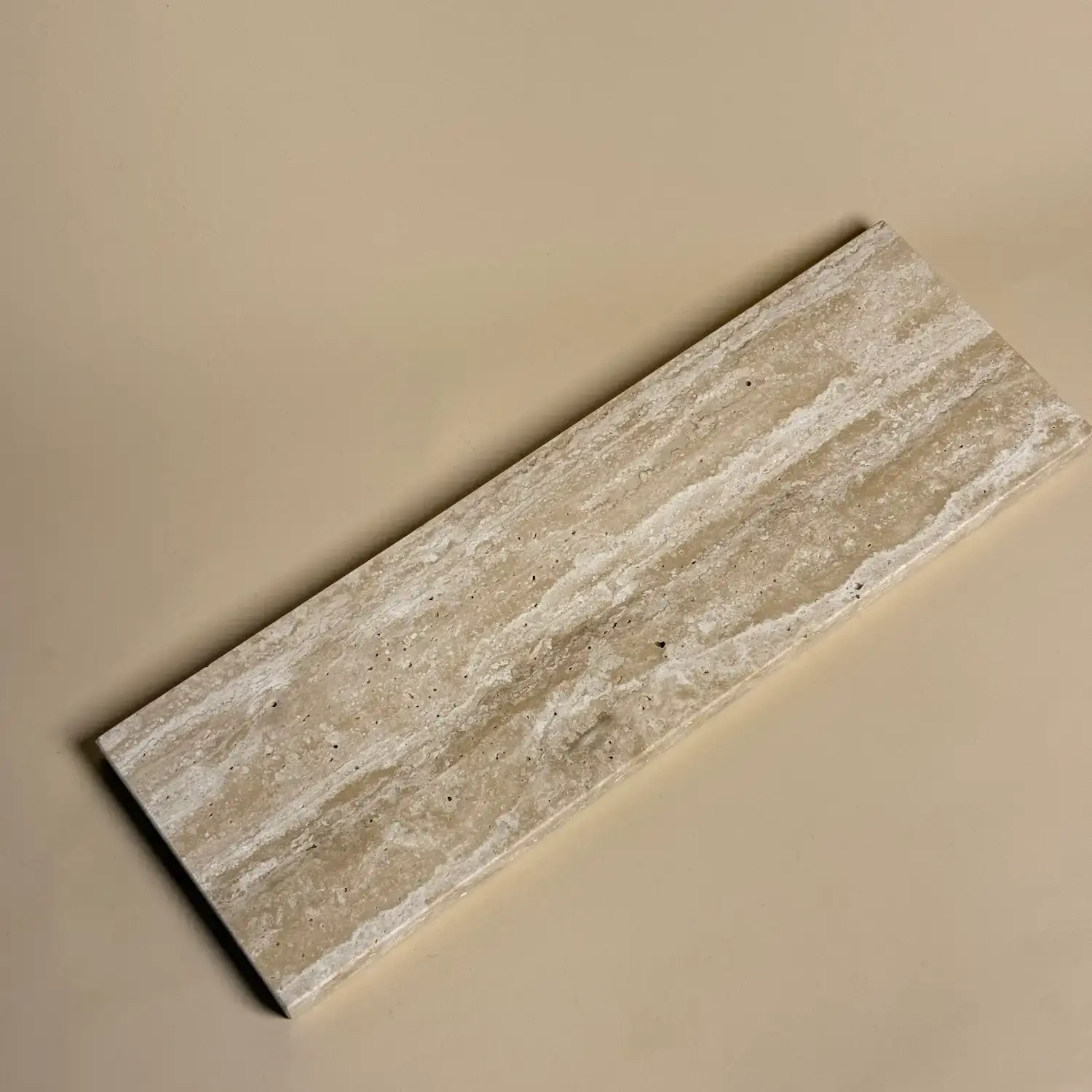 Ensemble Accessoires Salle de Bain Carré, Petra , Travertin Beige, Pompe Chromée 