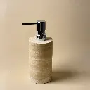 Distributeur de savon rond en travertin beige.webp