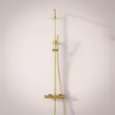 Colonne de douche avec mitigeur thermostatique, Ø25cm, doré brossé, Châtelet