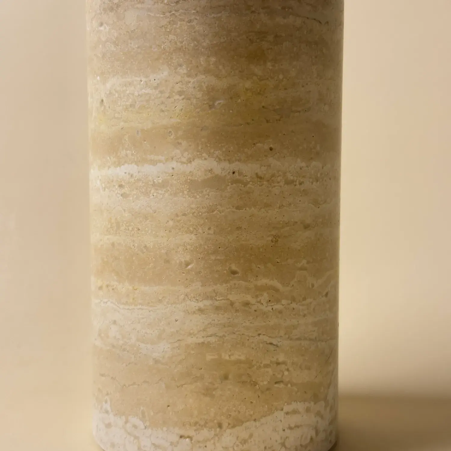 Distributeur de Savon Rond Travertin Beige & Pompe Chromée