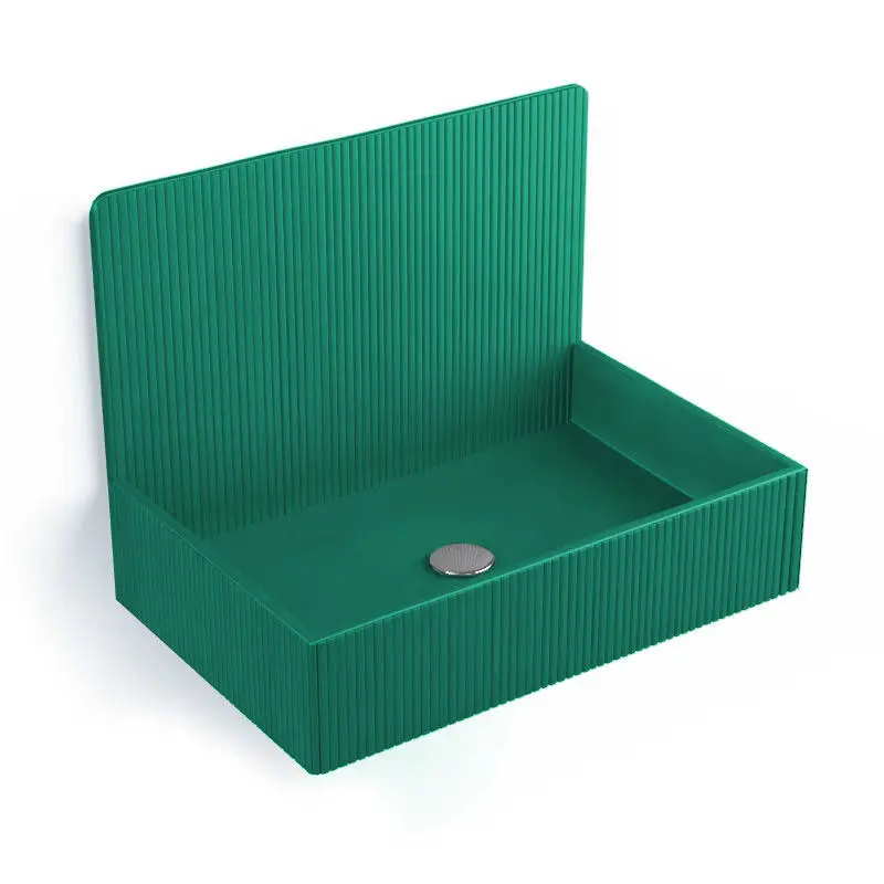 Lavabo sur pieds à poser 60x38 cm, aspect béton vert, Roneo