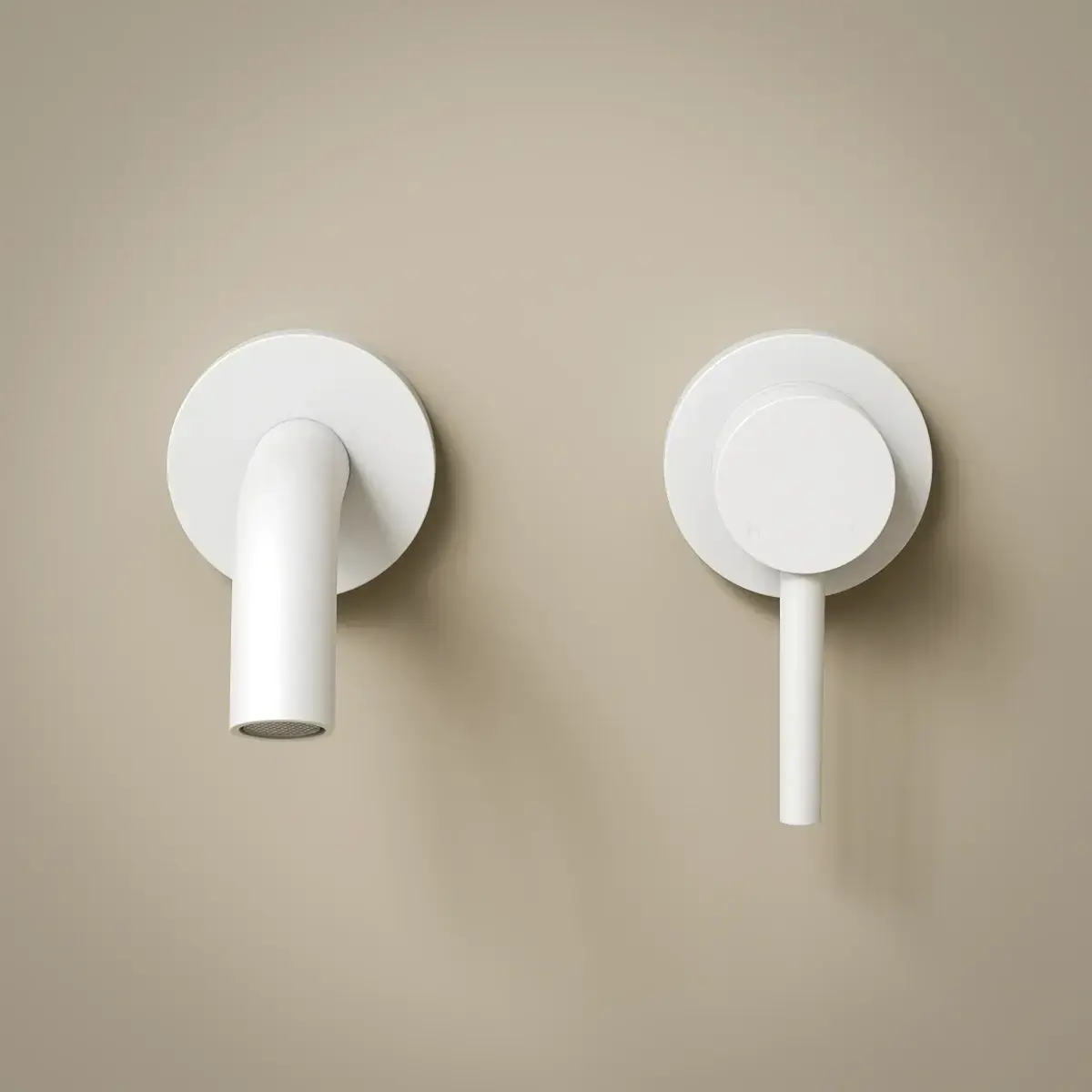 Robinet mitigeur lavabo encastré en inox blanc mat, Châtelet III 