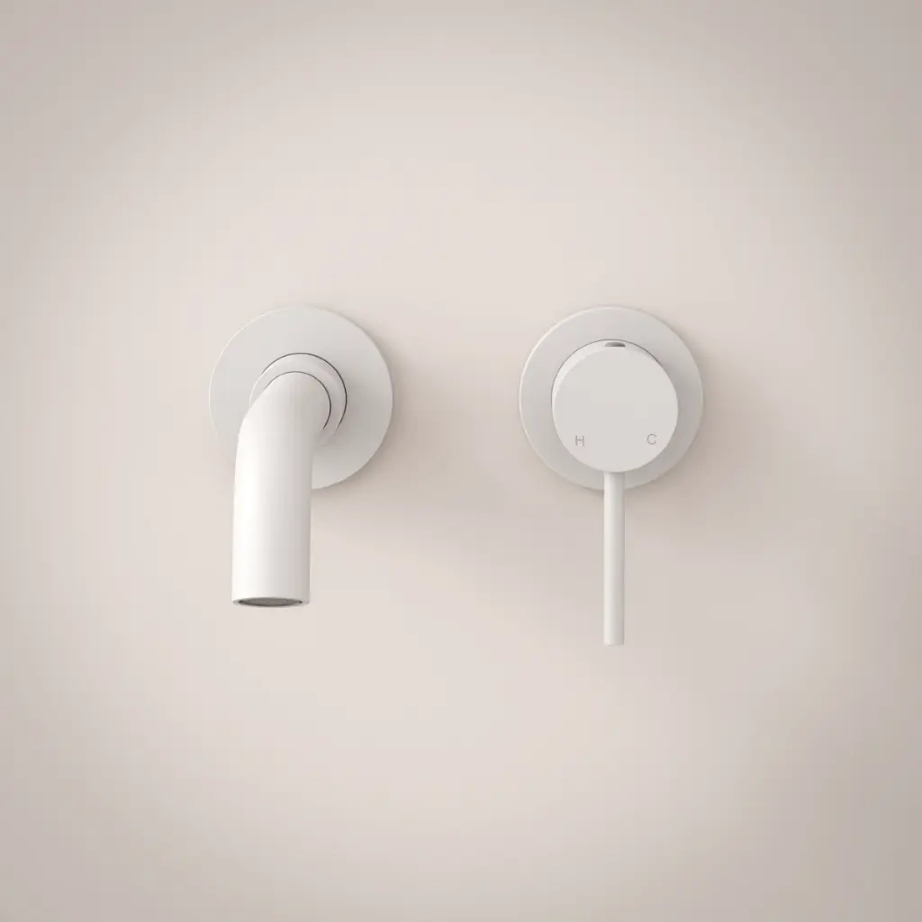 Robinet mitigeur lavabo encastré en inox blanc mat, Châtelet III (1).webp