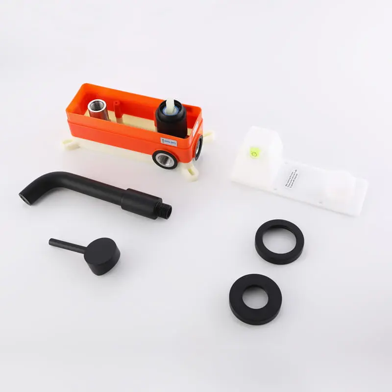 Robinet mitigeur lavabo mural encastré noir brossé, Châtelet 