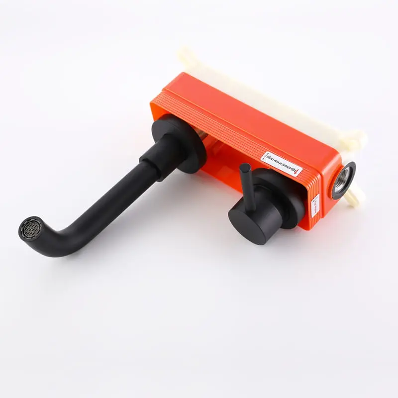 Robinet mitigeur lavabo mural encastré noir brossé, Châtelet 