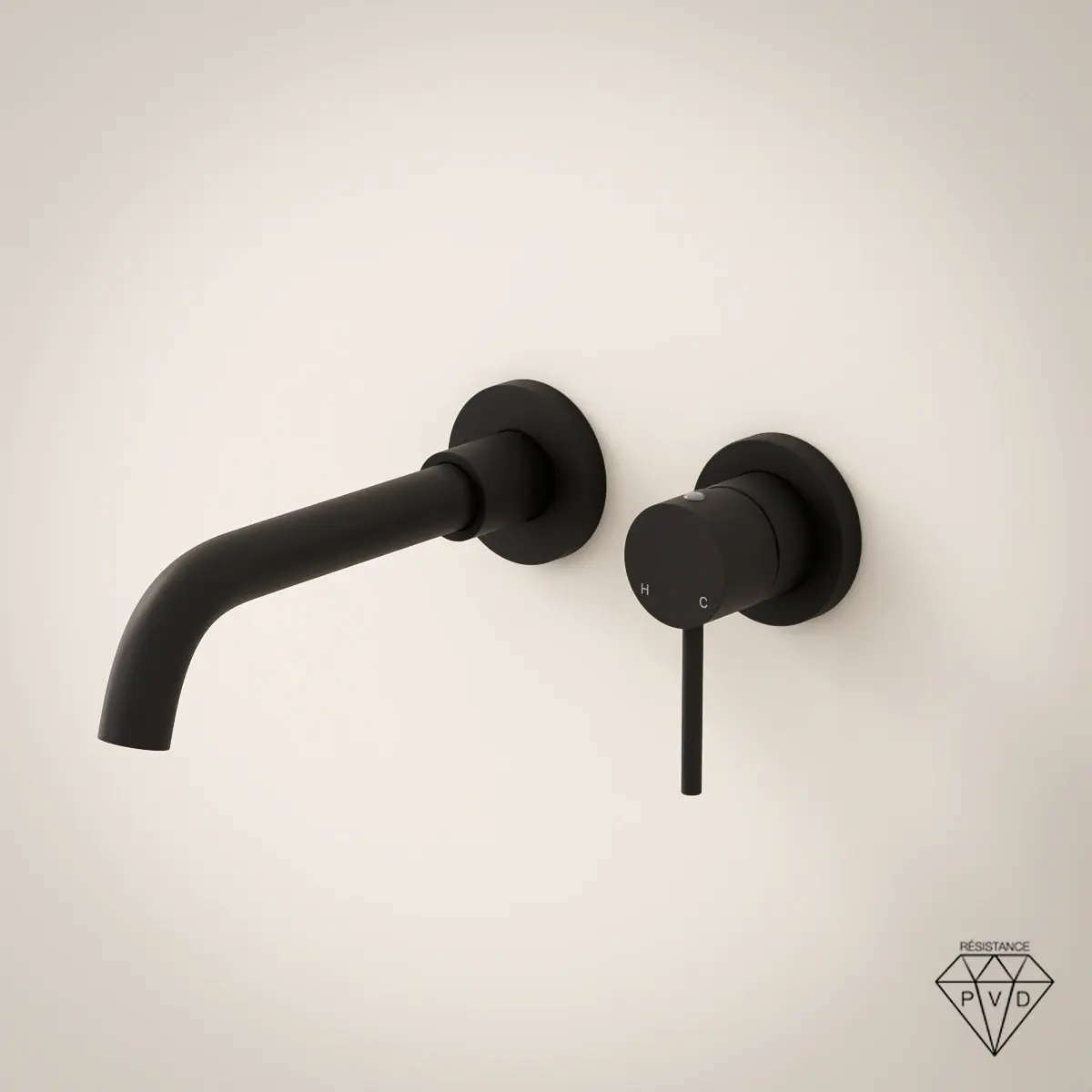 Robinet mitigeur lavabo mural encastré noir brossé, Châtelet 