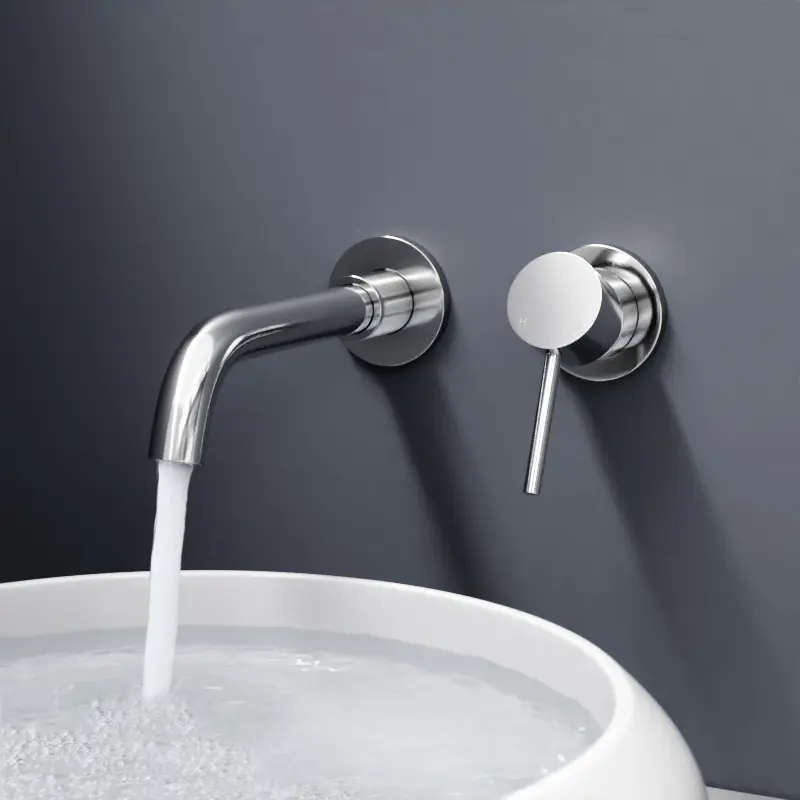 Robinet mitigeur lavabo mural encastré, chrome, Châtelet III 