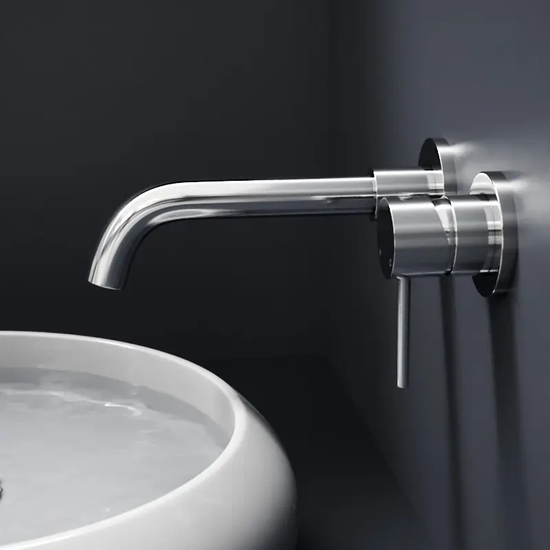 Robinet mitigeur lavabo mural encastré, chrome, Châtelet III 