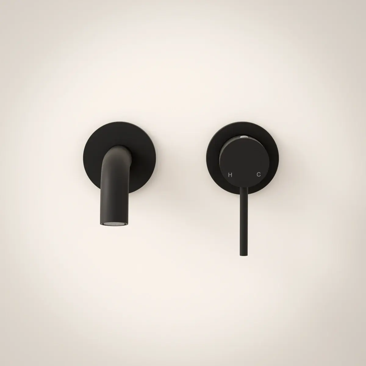 Robinet mitigeur lavabo mural encastré noir brossé, Châtelet 