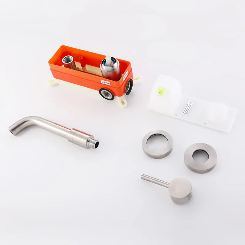 Robinet mitigeur lavabo mural, inox brossé, Châtelet