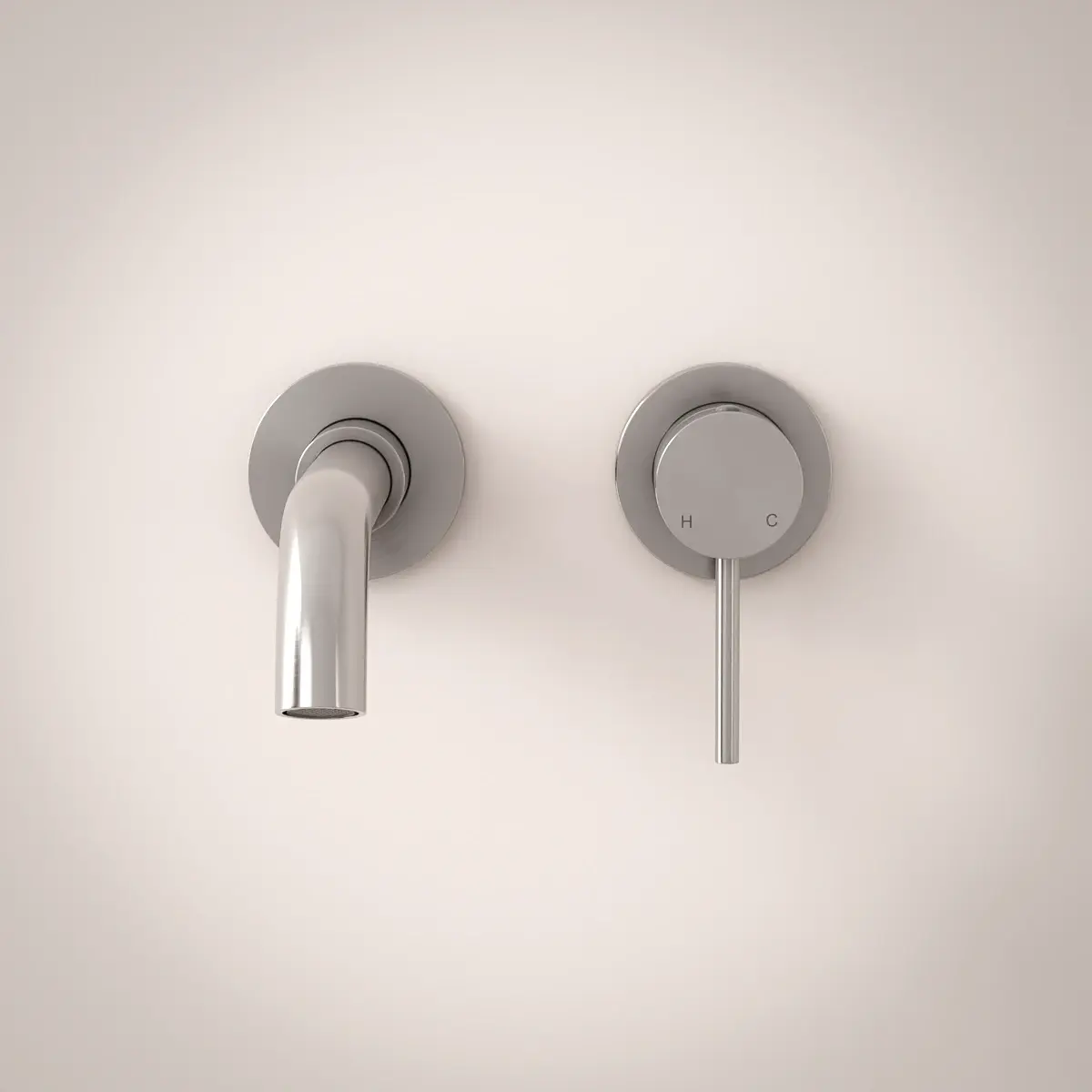 Robinet mitigeur lavabo mural, inox brossé, Châtelet