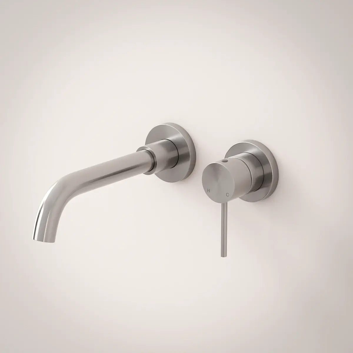 Robinet mitigeur lavabo mural, inox brossé, Châtelet