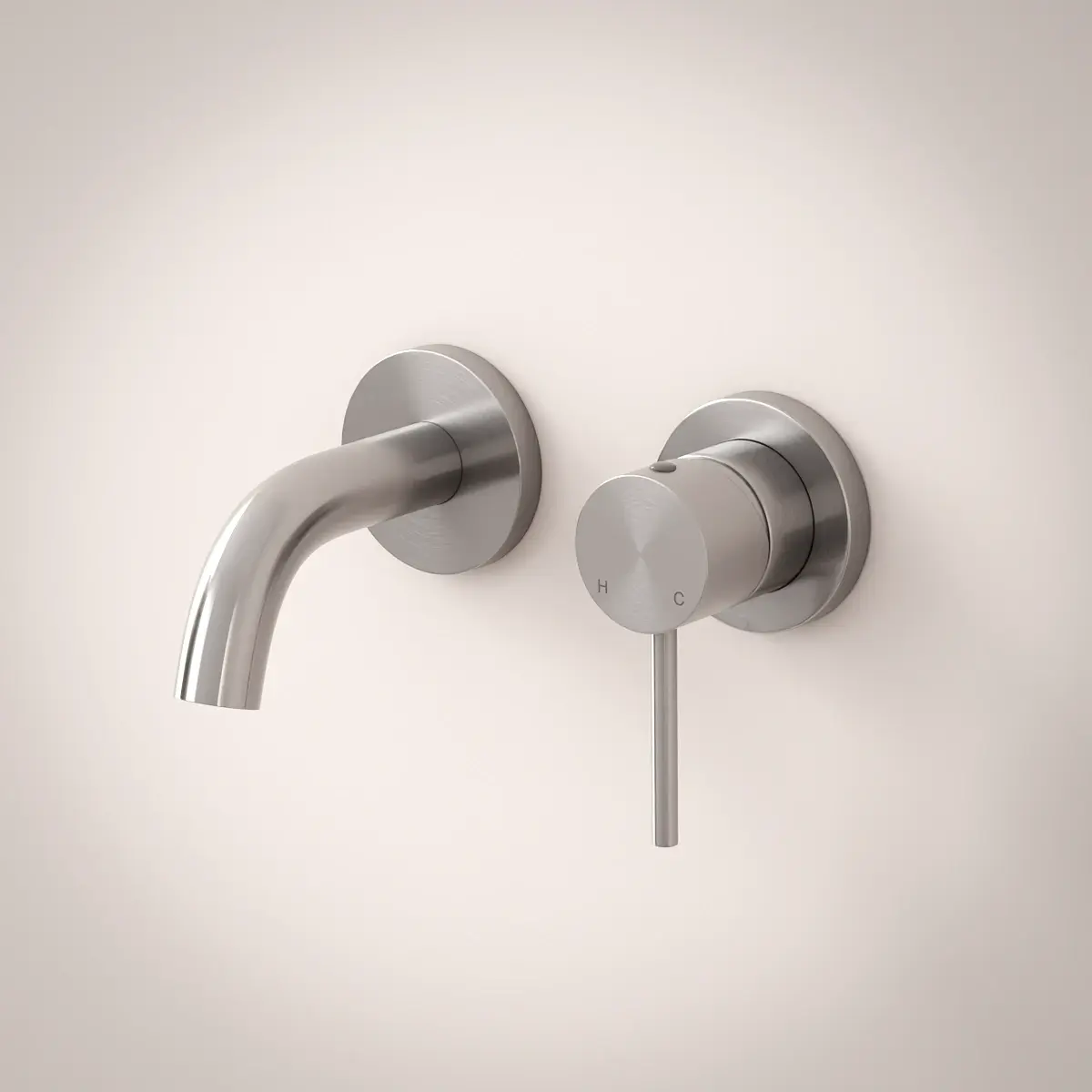 Robinet mitigeur lavabo mural, inox brossé, Châtelet