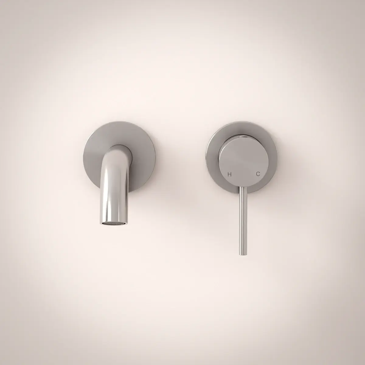 Robinet mitigeur lavabo mural, inox brossé, Châtelet