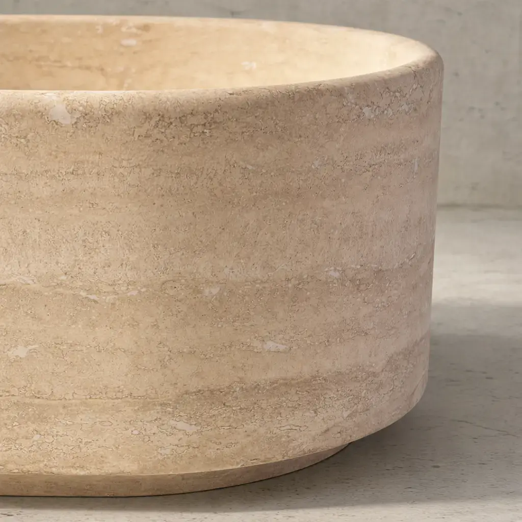 Baignoire îlot, pierre naturelle Travertin beige,170x80, Caïques