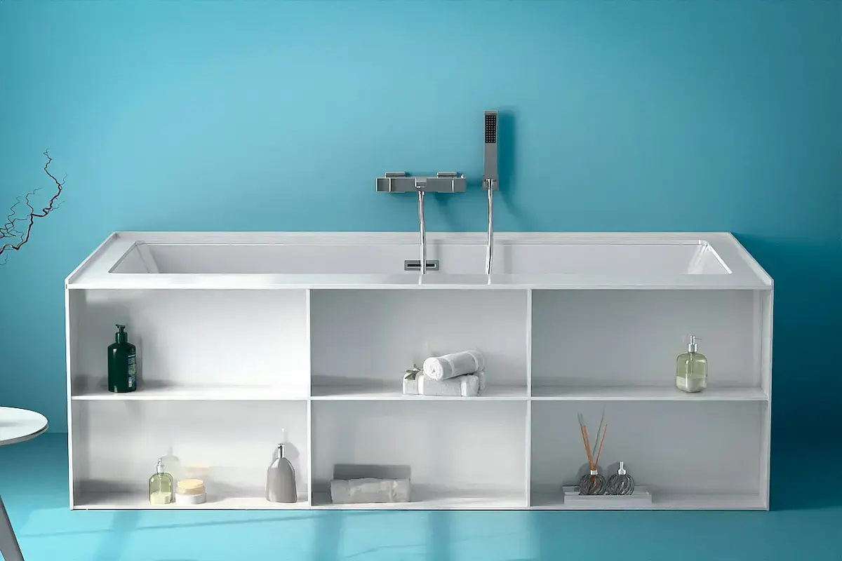 Baignoire îlot rectangulaire avec niches