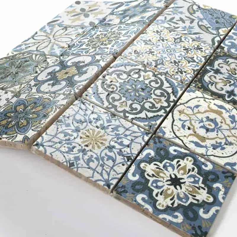 Mosaïque en pierre, 30x30 cm, Décor Ethnic, Décor Rococo