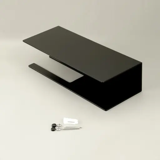 Distributeur de papier avec tablette, noir brossé, Châtelet.webp