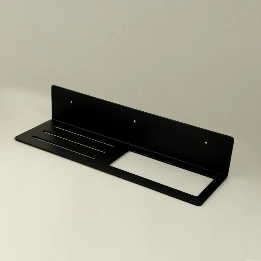 Porte-serviette 40 cm avec tablette, noir brossé, Châtelet (2).webp