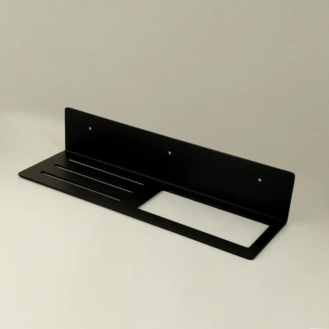 Porte-serviette 40 cm avec tablette, noir brossé, Châtelet