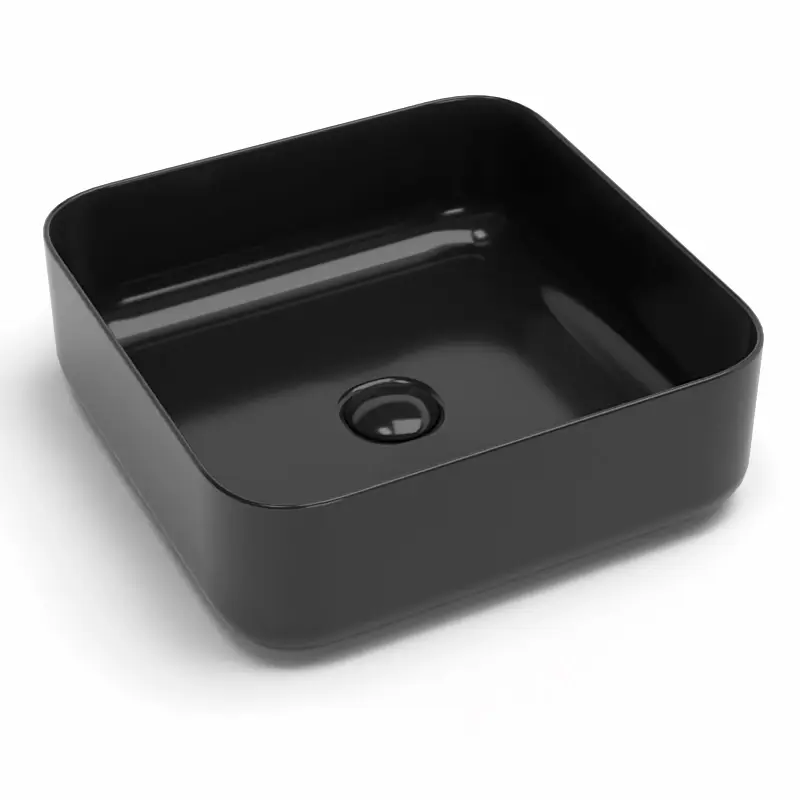 Vasque à poser, 38.5x38.5 cm, Noir brillant, Art.webp
