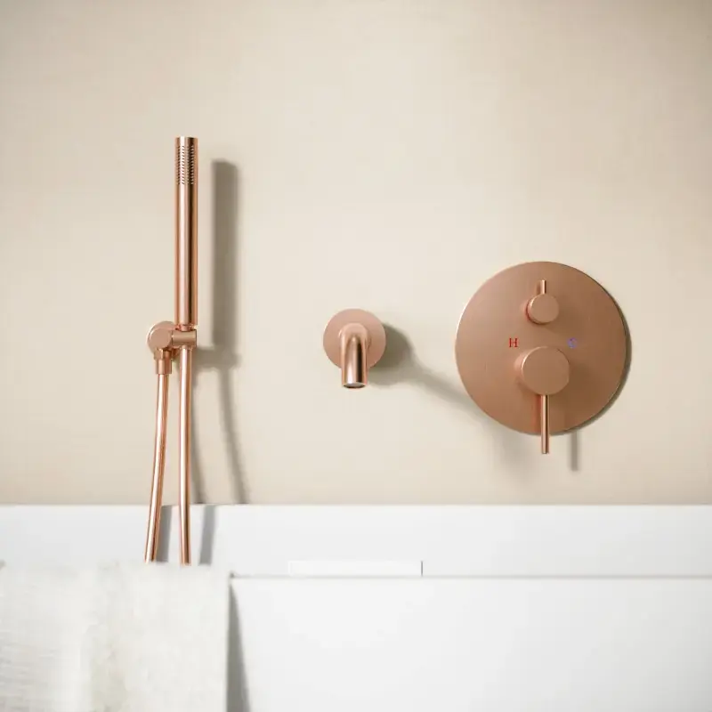 Pack mitigeur bain-douche à encastrer, doré rose brossé, 2 sorties, Châtelet