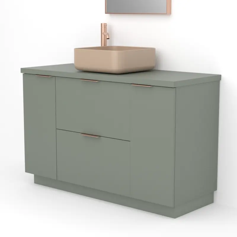 Meuble 120 cm Vert argile, 2 tiroirs et 2 portes Alma