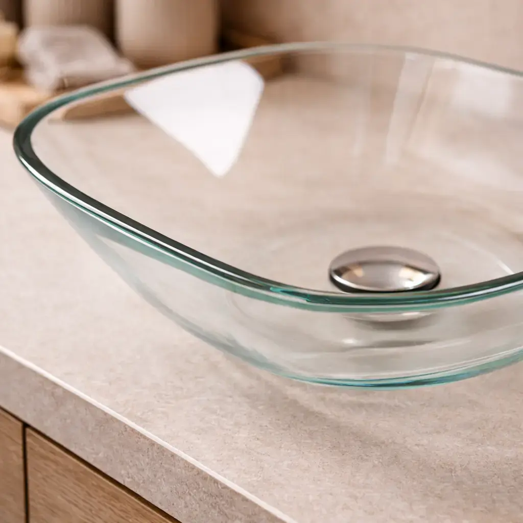 Vasque 41,5 x 41,5 cm en verre à poser carrée