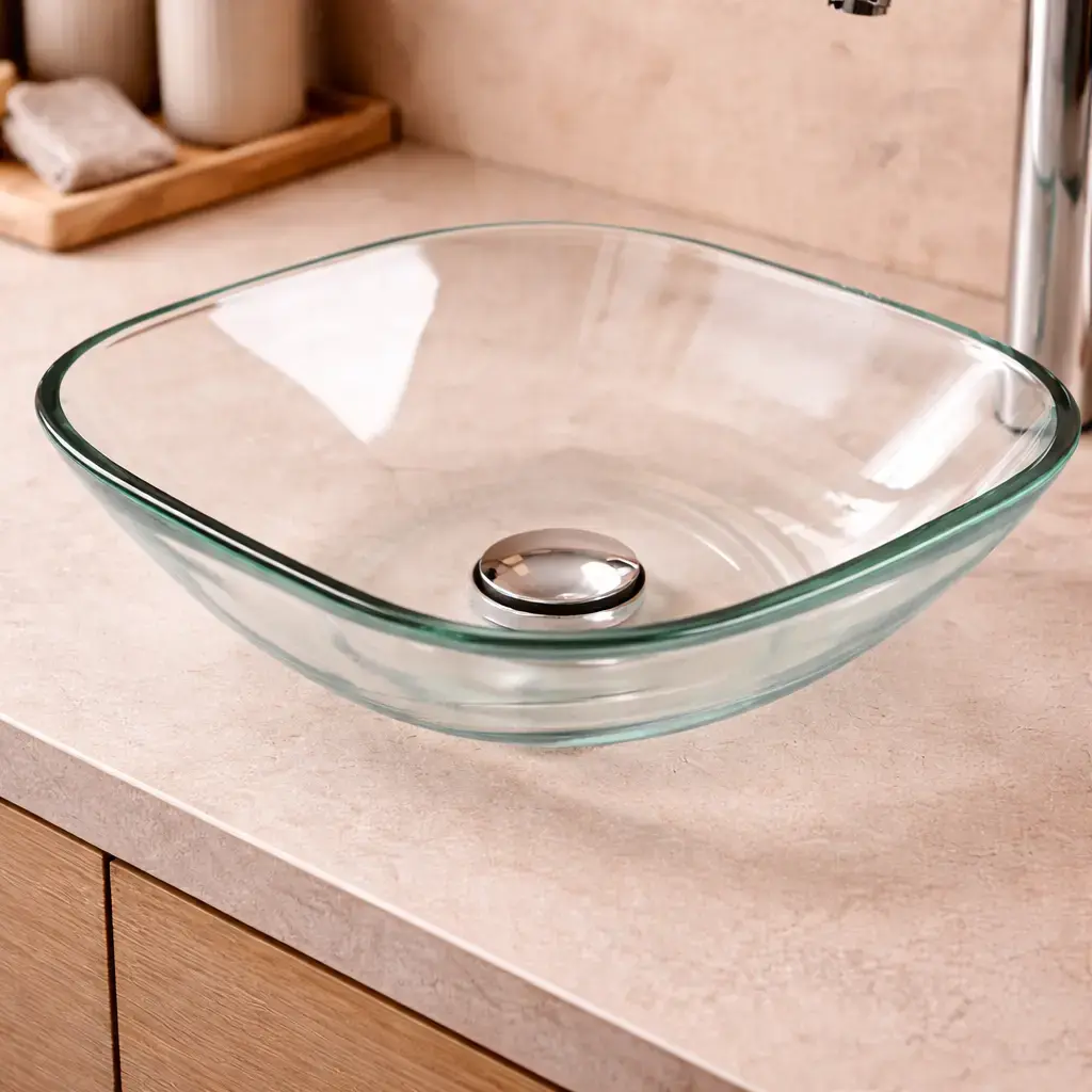 Vasque 41,5 x 41,5 cm en verre à poser carrée