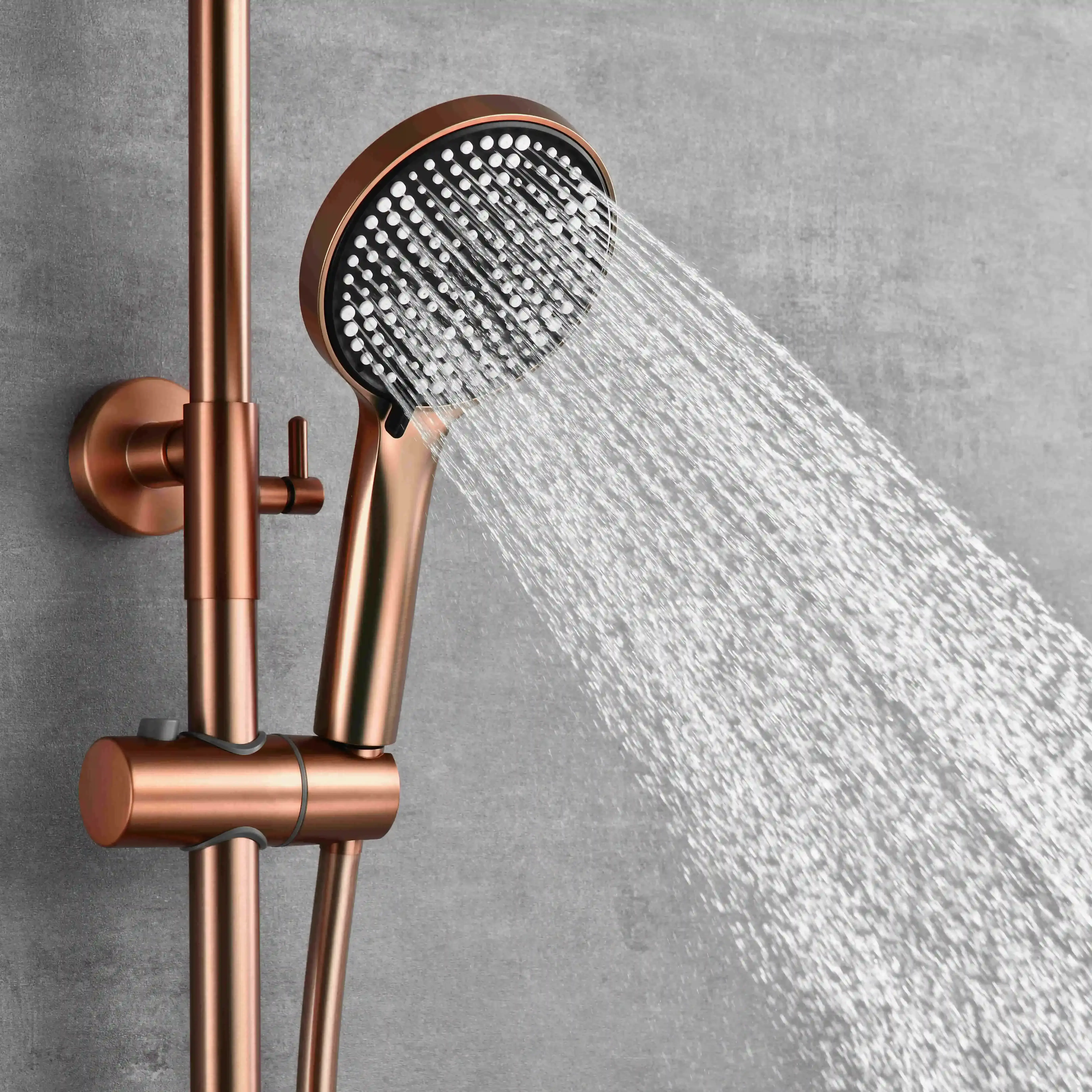 Colonne de douche et bain douche cannelée, Doré Rose Brossé, César   