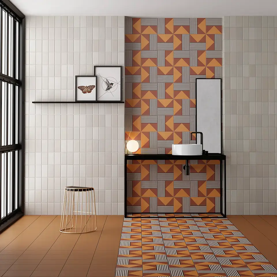 Carrelage mur et sol 20x20 cm esprit carreau de ciment, Stritch Warm