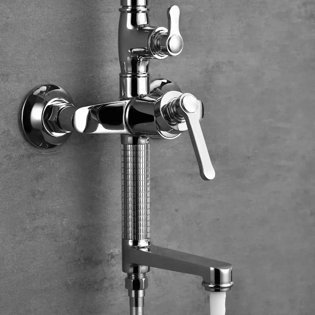 Colonne de douche et bain douche cannelée, Chrome, César 