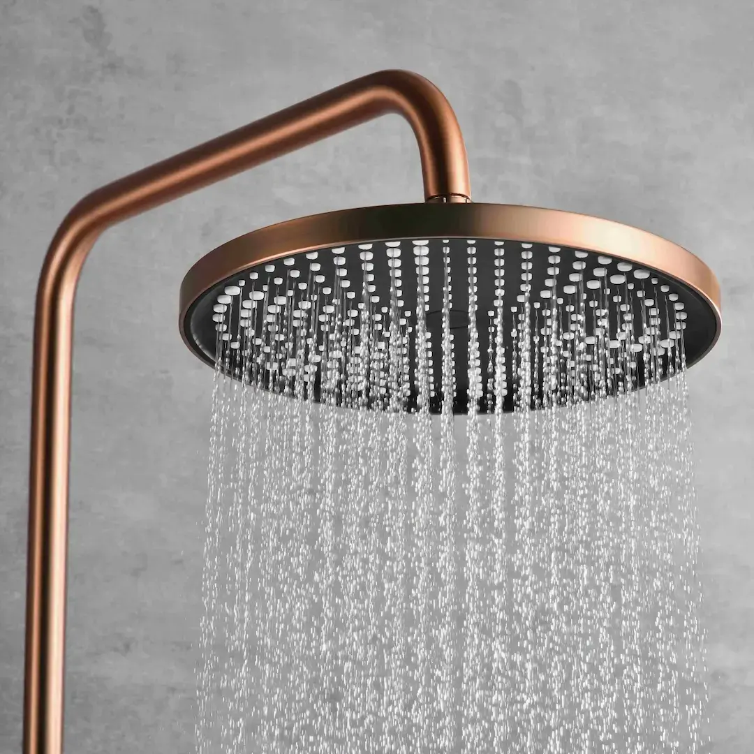 Colonne de douche et bain douche cannelée, Doré Rose Brossé, César   