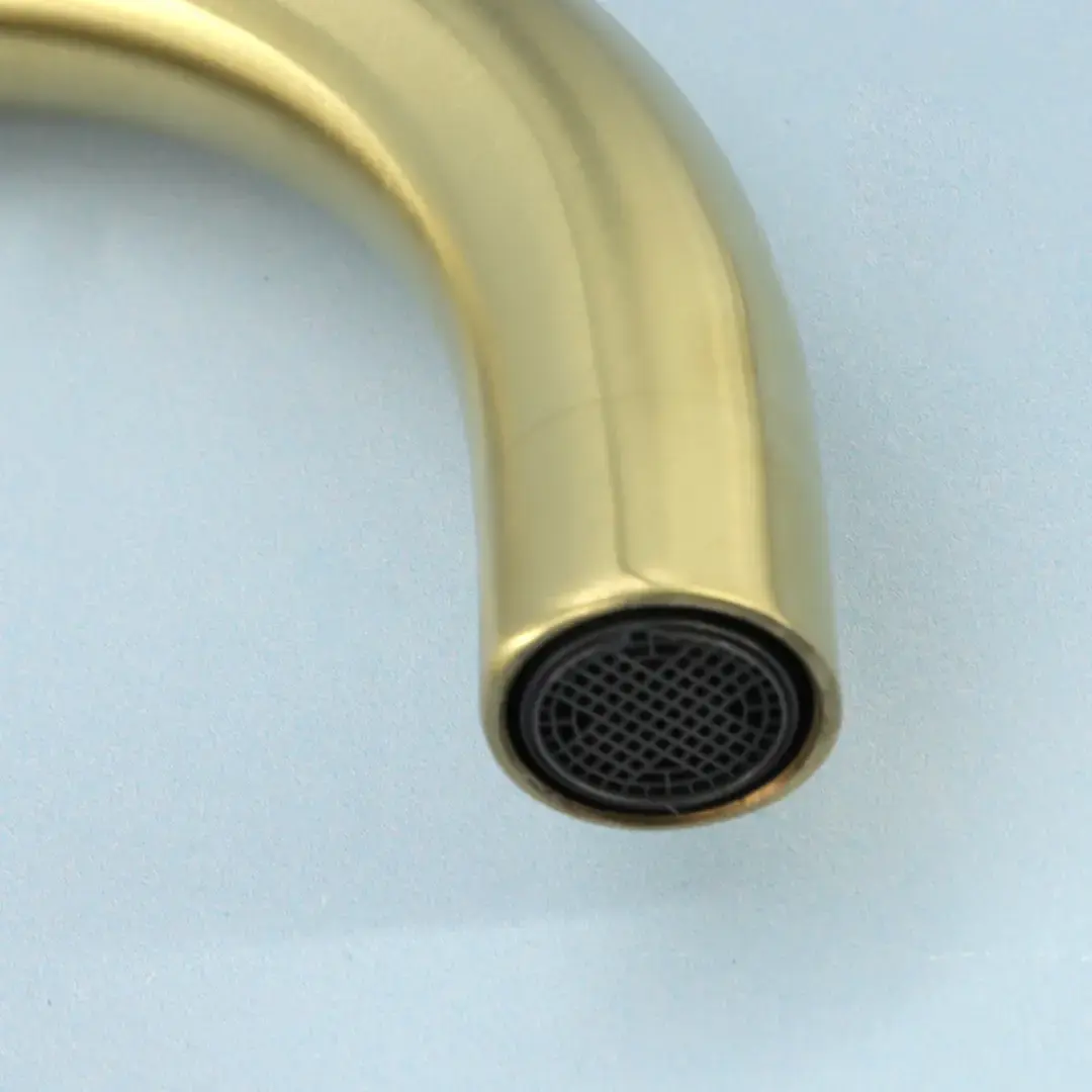 Robinet mitigeur lavabo col de cygne, doré brossé, Châtelet