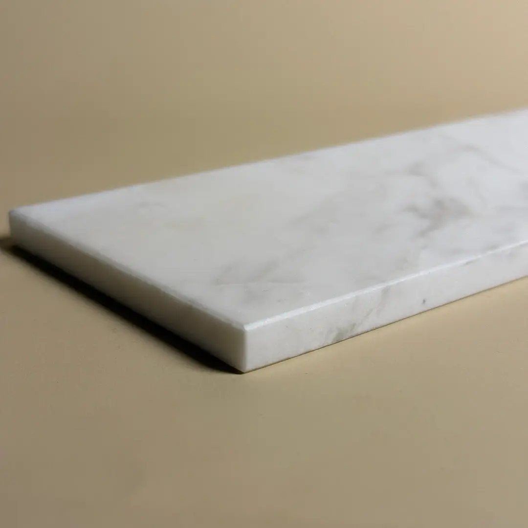 Plateau à poser, marbre véritable blanc, Petra    