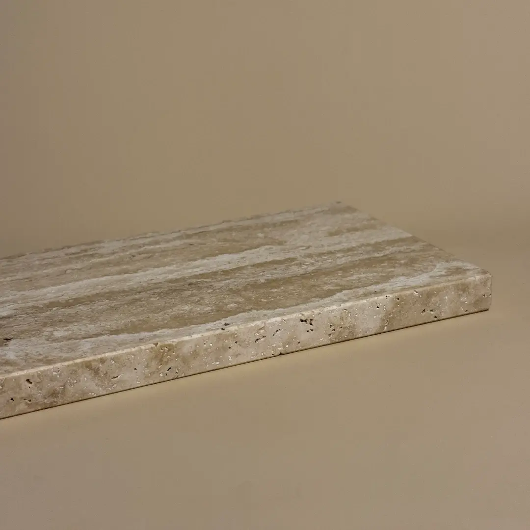 Plateau à poser, véritable travertin beige, Petra  