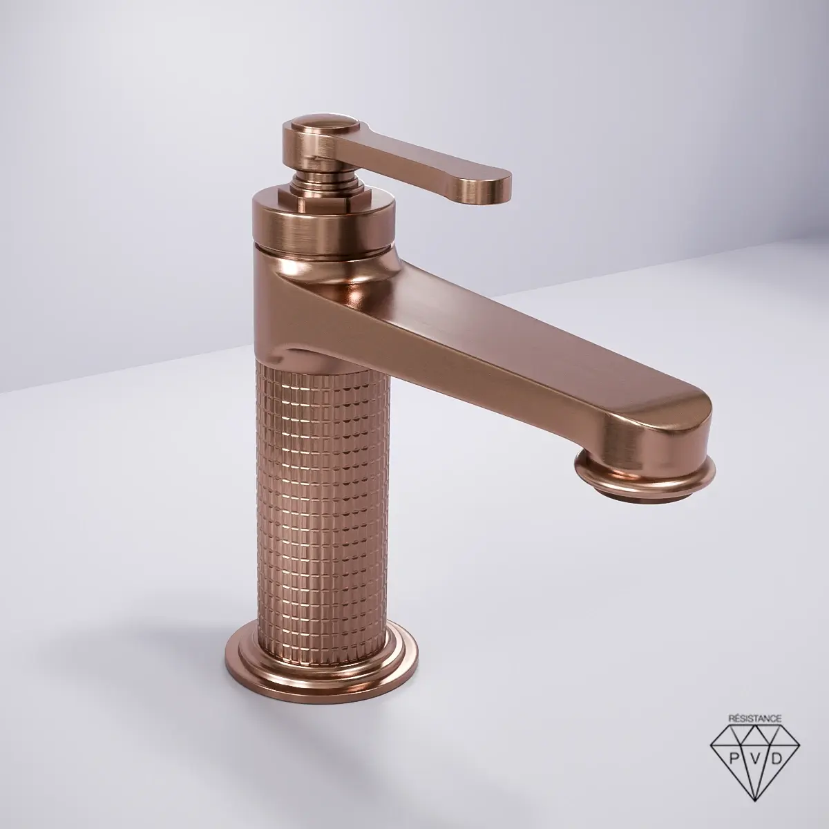 Mitigeur lavabo cannelé, doré rose brossé, César 1