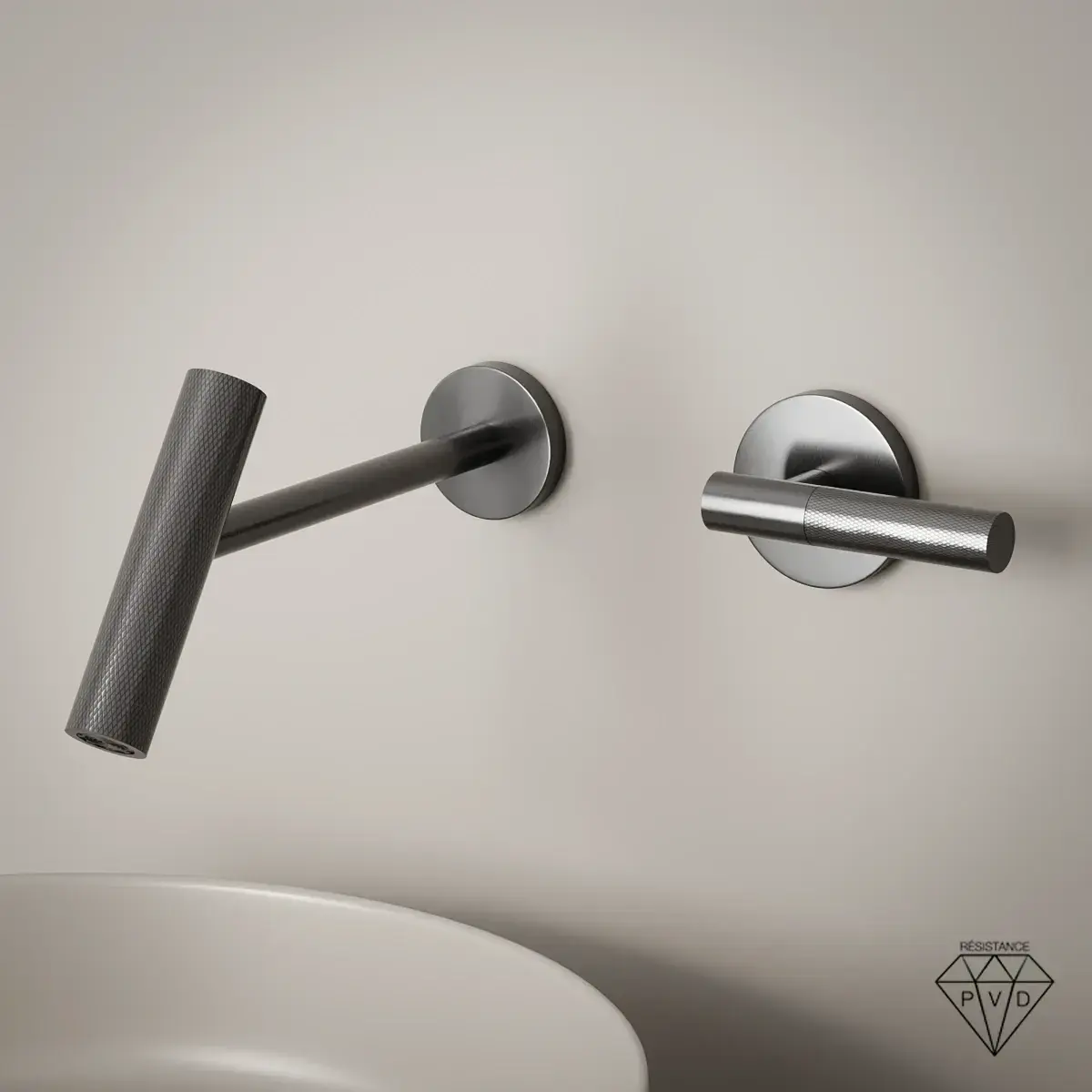 Mitigeur lavabo encastré, gun métal, Honfleur 1 